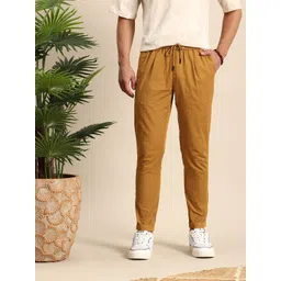 Mast & Harbour Men Pleated Pure Cotton Regular Trousers-picture-16