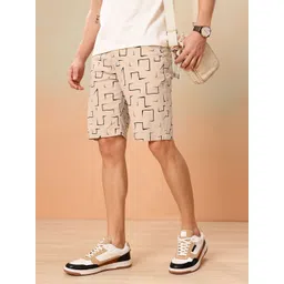 Mast & Harbour Men Printed Pure Cotton Chino Shorts-picture-35