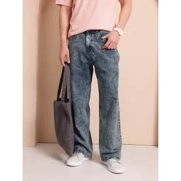 Mast & Harbour Men Pure Cotton Wide Leg Heavy Fade Acid Wash Jeans-picture-24