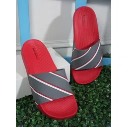 Mast & Harbour Men Red Striped Rubber Sliders-picture-38