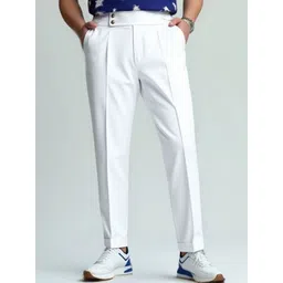 Mast & Harbour Men Regular Fit Mid-Rise Pleated Trousers-picture-35