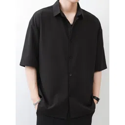 Mast & Harbour Men Relaxed Fit Solid Spread Collar Cotton Casual Shirt-picture-26