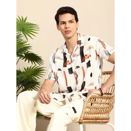 Mast & Harbour Men Slim Fit Printed Cuban Collar Casual Shirt-picture-22