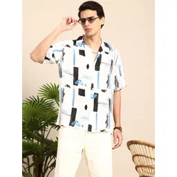 Mast & Harbour Men Slim Fit Printed Cuban Collar Casual Shirt-picture-12
