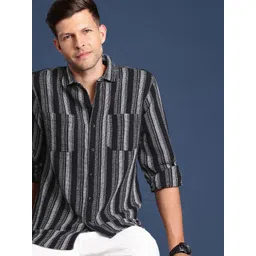 Mast & Harbour Men Slim Fit Striped Casual Shirt-picture-28