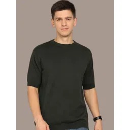 Mast & Harbour Men Solid Round Neck Cotton Flat Knit T-shirt-picture-20