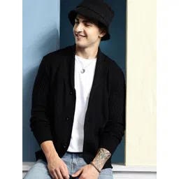 mast & harbour Men Solid V Neck Black Sweater-picture-16