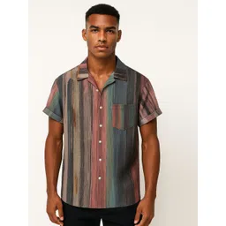 Mast & Harbour Men Standard Fit Abstract Printed Spread Collar Casual Shirt-picture-23