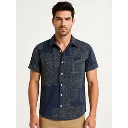 Mast & Harbour Men Standard Fit Abstract Printed Spread Collar Casual Shirt-picture-27