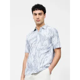 Mast & Harbour Men Standard Fit Abstract Printed Spread Collar Casual Shirt-picture-16