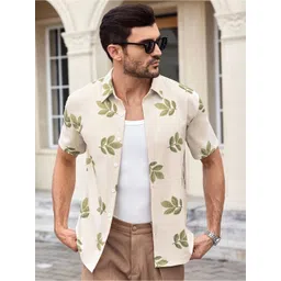 Mast & Harbour Men Standard Fit Floral Printed Spread Collar Casual Shirt-picture-12