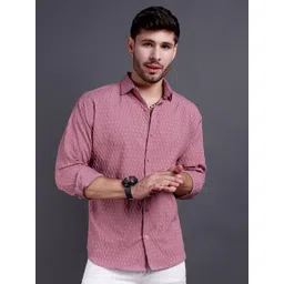 Mast & Harbour Men Standard Fit Textured Spread Collar Casual Shirt-picture-22