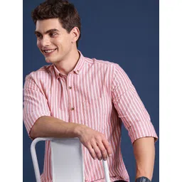 Mast & Harbour Men Standard Striped Pure Cotton Casual Shirt-picture-25