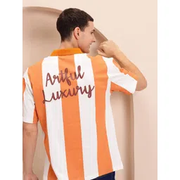 Mast & Harbour Men Striped Polo Collar Relaxed Fit T-shirt-picture-17