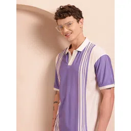 Mast & Harbour Men Striped Polo Collar Relaxed Fit T-shirt-picture-11
