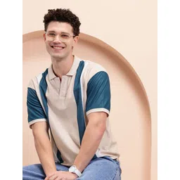 Mast & Harbour Men Striped Polo Collar Relaxed Fit T-shirt-picture-15