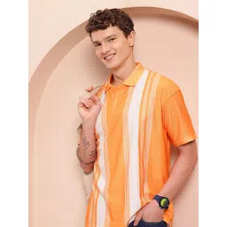 Mast & Harbour Men Striped Polo Collar Relaxed Fit T-shirt-picture-13