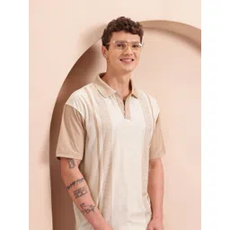 Mast & Harbour Men Striped Polo Collar Relaxed Fit T-shirt-picture-23