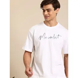 Mast & Harbour Men Typography Printed Oversized Drop-Shoulder Sleeves T-shirt-picture-29