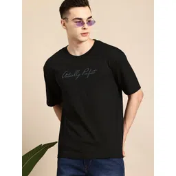Mast & Harbour Men Typography Printed Oversized Drop-Shoulder Sleeves T-shirt-picture-12