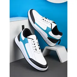 Mast & Harbour Men White & Blue Colourblocked Antibacterial Sneakers-picture-36