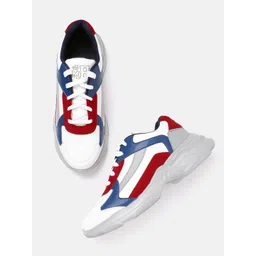 Mast & Harbour Men White & Red Colourblocked Sneakers-picture-37