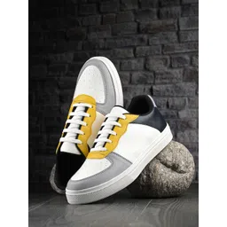 Mast & Harbour Men White Colourblocked Round Toe Comfort Insole Sneakers-picture-35