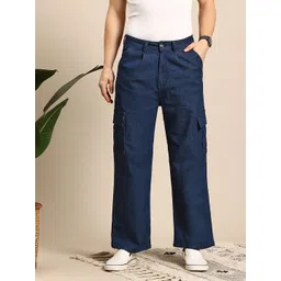 Mast & Harbour Men Wide Leg Cargo Style Stretchable Jeans-picture-10