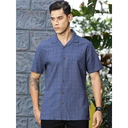 Mast & Harbour Navy Blue Premium Checked Casual Shirt-picture-29