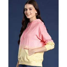 Mast & Harbour Ombre Printed Drop-Shoulder Sleeves Pure Cotton Hooded Sweatshirt-picture-22