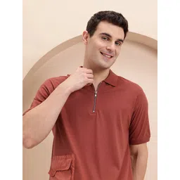 Mast & Harbour Pocket Detail Zip-Up Polo Collar T-shirt-picture-23