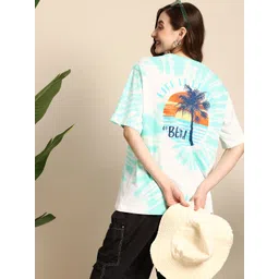 Mast & Harbour Printed Drop-Shoulder Sleeves Pure Cotton T-shirt-picture-40