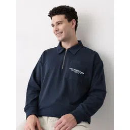 Mast & Harbour Printed Half-Zipper Chest Pocket Sweatshirt-picture-14