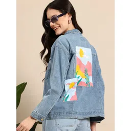 Mast & Harbour Printed Patch Denim Trucker image 1