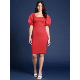 Mast & Harbour Puff Sleeves Bodycon Dress-picture-41