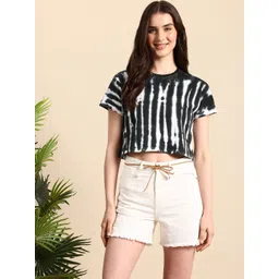 Mast & Harbour Pure Cotton Tie and Dye Drop-Shoulder Sleeves T-shirt-image-36