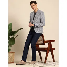 Mast & Harbour Regular Fit Houndstooth Checked  Single-Breasted Semi-formal Blazer-picture-32