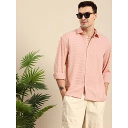 Mast & Harbour Relaxed Fit Horizontal Stripes Opaque Casual Shirt-picture-41