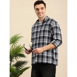 Mast & Harbour Relaxed Fit Self Checked Drop-Shoulder Sleeves Casual Shirt-picture-19