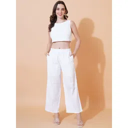 Mast & Harbour Round Neck Crop Top & Trousers Co-Ord Set-picture-29