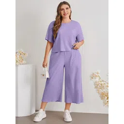 Mast & Harbour Round Neck Half Sleeves Top With Trousers Co-Ords-picture-33
