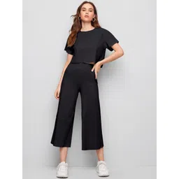 Mast & Harbour Round Neck Half Sleeves Top With Trousers Co-Ords-picture-12