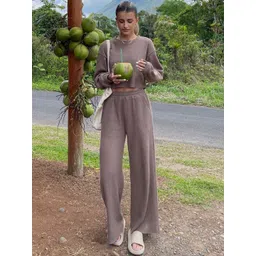 Mast & Harbour Round Neck Sweatshirt With Trousers Co-Ords-picture-28