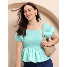 Mast & Harbour Smocked Cotton Top-picture-23