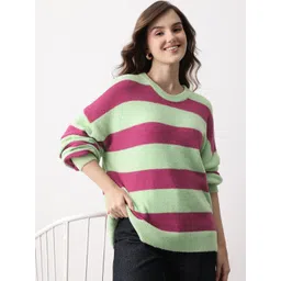 Mast & Harbour Striped Pullover with Fuzzy Detail-picture-19