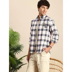 Mast & Harbour Tartan Checked Opaque Pure Cotton Casual Shirt-picture-10