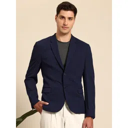 Mast & Harbour Textured Regular Fit Checked Single-Breasted Semi-formal Blazer-picture-31