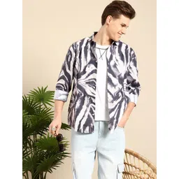 Mast & Harbour Tie and Dye Drop-Shoulder Sleeves Relaxed Fit Pure Cotton Casual Shirt-image-27
