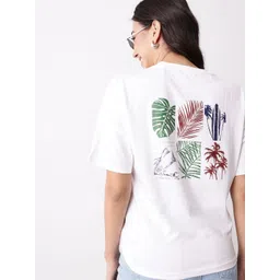 Mast & Harbour Tropical Printed Drop-Shoulder Sleeves Pure Cotton Casual T-shirt-picture-37