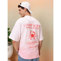 Mast & Harbour Typography & Ombre Tie and Dye Drop-Shoulder Sleeves Relaxed Fit T-shirt-image-32